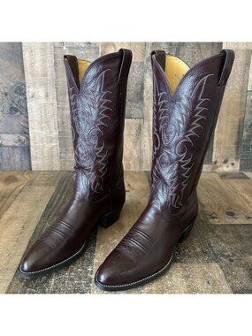 Nocona Vintage Burgundy Western Cowboy Boots Mens 7.5 D